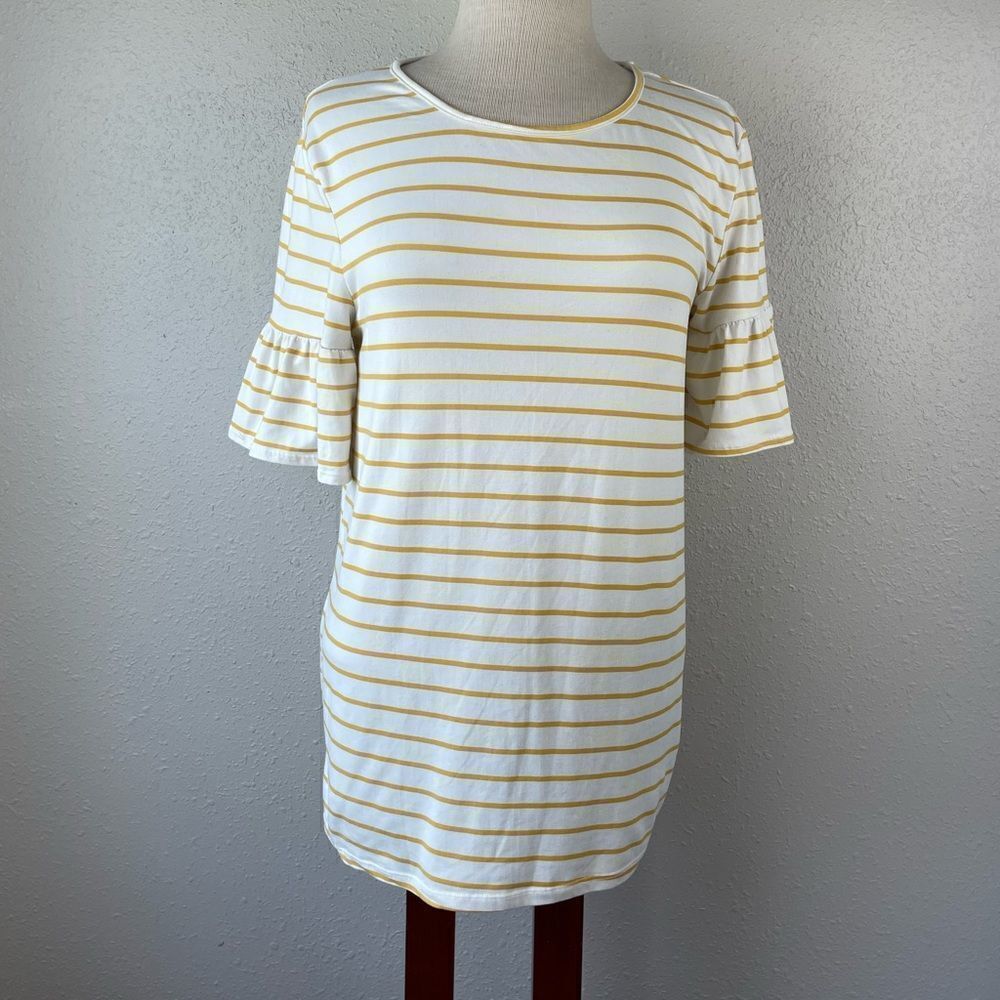 Yellow Chair Striped Half Sleeve Top Size M EUC